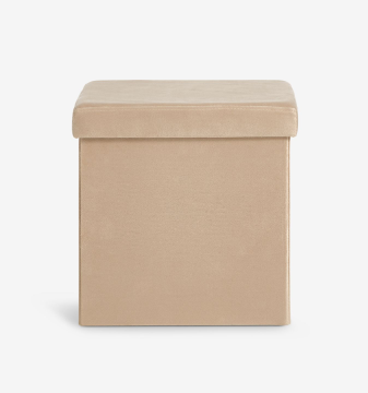 Poef AUNING 38x38 met opbergruimte fluweel donkerzand